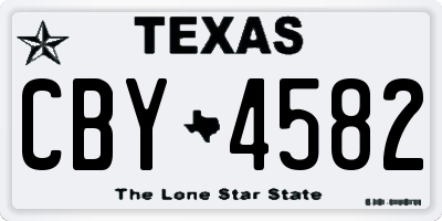 TX license plate CBY4582