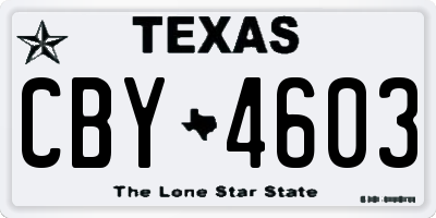 TX license plate CBY4603