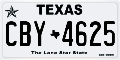 TX license plate CBY4625
