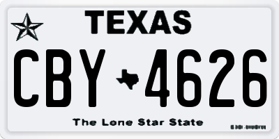TX license plate CBY4626