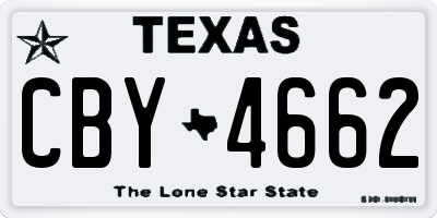 TX license plate CBY4662