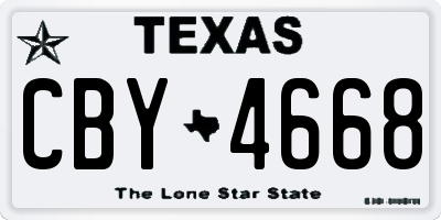 TX license plate CBY4668