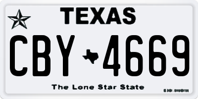 TX license plate CBY4669
