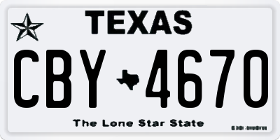 TX license plate CBY4670