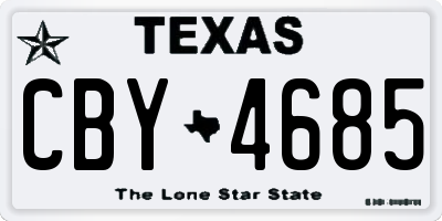 TX license plate CBY4685