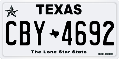 TX license plate CBY4692