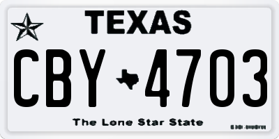 TX license plate CBY4703
