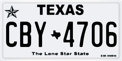 TX license plate CBY4706