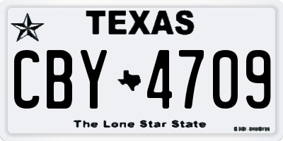 TX license plate CBY4709