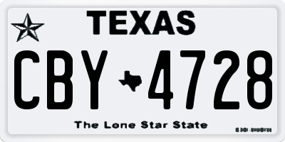 TX license plate CBY4728