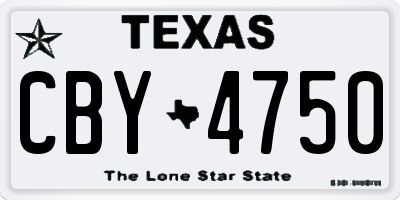 TX license plate CBY4750