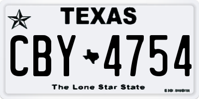 TX license plate CBY4754