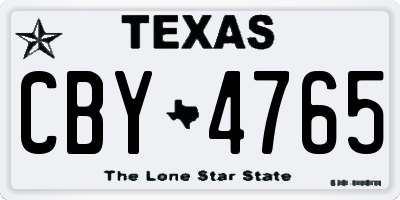 TX license plate CBY4765