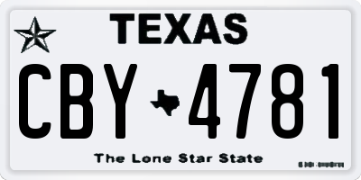 TX license plate CBY4781