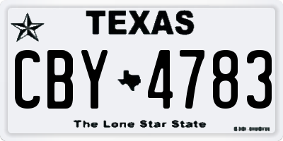TX license plate CBY4783