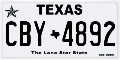 TX license plate CBY4892