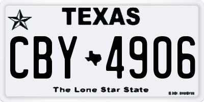 TX license plate CBY4906