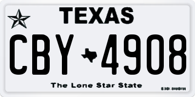 TX license plate CBY4908