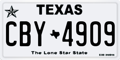 TX license plate CBY4909