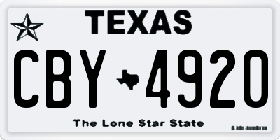 TX license plate CBY4920