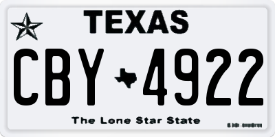 TX license plate CBY4922