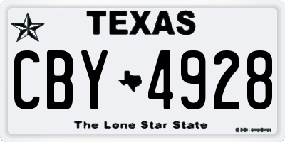 TX license plate CBY4928