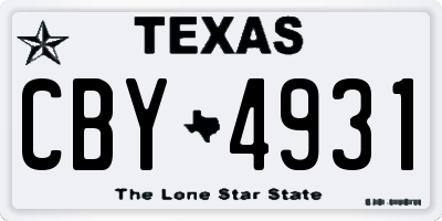 TX license plate CBY4931