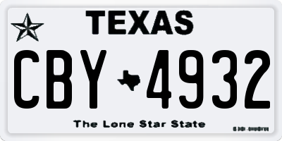 TX license plate CBY4932