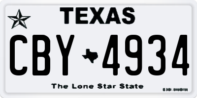 TX license plate CBY4934