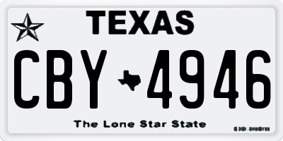 TX license plate CBY4946