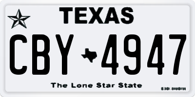 TX license plate CBY4947