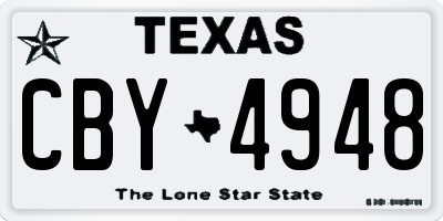 TX license plate CBY4948