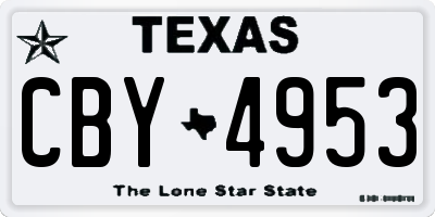 TX license plate CBY4953