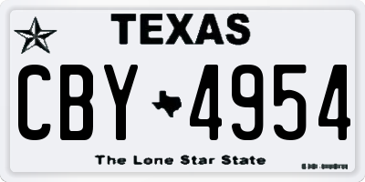 TX license plate CBY4954