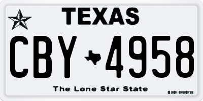 TX license plate CBY4958