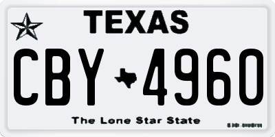 TX license plate CBY4960