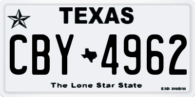 TX license plate CBY4962
