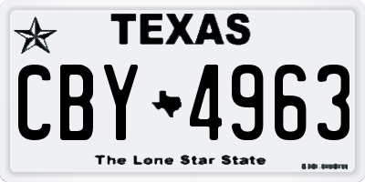 TX license plate CBY4963