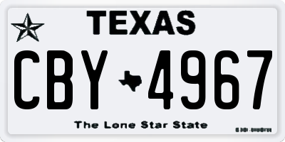 TX license plate CBY4967