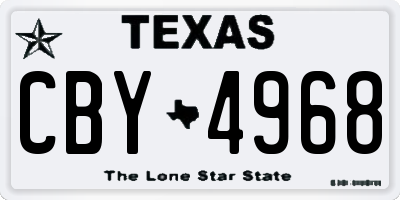 TX license plate CBY4968