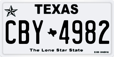 TX license plate CBY4982
