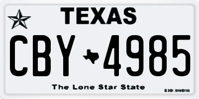 TX license plate CBY4985