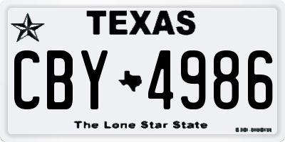 TX license plate CBY4986