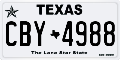TX license plate CBY4988