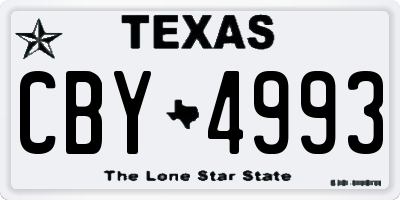 TX license plate CBY4993
