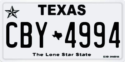 TX license plate CBY4994