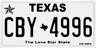 TX license plate CBY4996