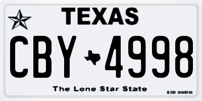TX license plate CBY4998