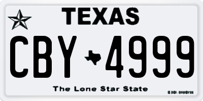 TX license plate CBY4999