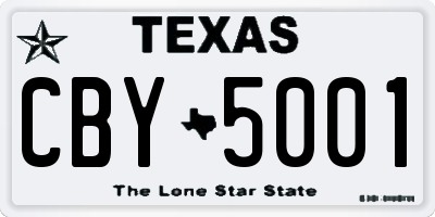 TX license plate CBY5001